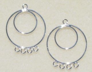 10 Silver 25mm Double Hoops Loops Bead Earring Findings