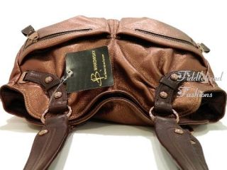 Makowsky Tote Bag Glove Leather Andrea Pocket Satchel Metallic