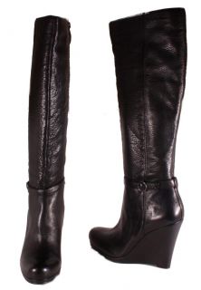 DKNYC Patty Womens Black Knee High Tumbled Leather Boots B3103025