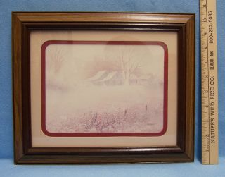 Framed & Matted WS Dougherty Print Picture Country Home w/ Barn Pastel