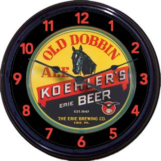 Koehlers Old Dobbin Beer TrayClock Erie PA Ale Booze