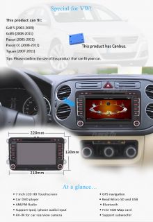 New in Dash Car CD DVD MP3 Player GPS iPod Radio F VW Golf 5 6 Passat