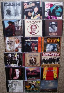  18 COUNTRY BLUEGRASS CDs Johnny Cash Patsy Cline Roy Acuff Doc Watson