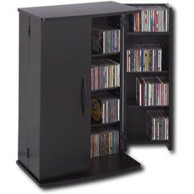 Black CD DVD Media Storage Cabinet Rack w Lock Shelf