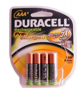 Duracell Rechargeable Pre Charged 4 ea AAA NiMH Batteries 800 mAh