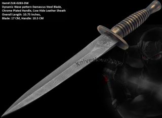 Superb A Entirely Hand Made Ladder Damascus Knife Nickel Silver Plated