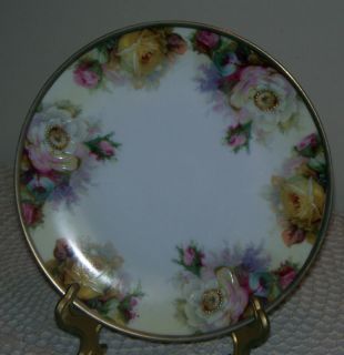 Antique Prussia Royal Rudolstadt 8 1 2 Hand Painted Pink Yellow White