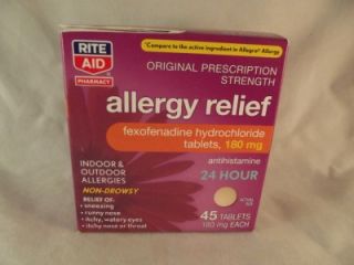 45 Allergy Relief 24 Hour Antihistamine Fexofenadine 180mg Non Drowsy