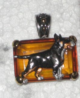 Bull terrier amber crystal pendant DOG jewelry Tri color body