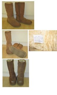UGG Sunshine 5272 Tall Tan Leather Boots Shoes Girls 34 4