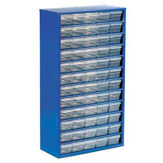 Blue Metal Storage Drawer Cabinet, 60 Plastic Drawers, Small Parts