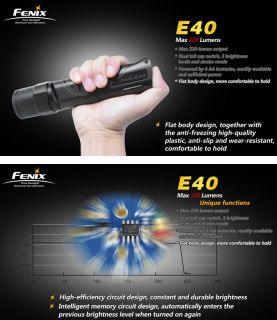 NEW Fenix E40 Cree XP E LED 220 Lumens Tactical Flashlight Torch FREE