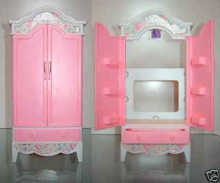 Mattel 1996 Barbie Doll Dollhouse Wardrobe Closet Dresser Cabinet