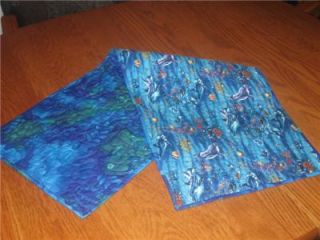 Handcrafted Table Runner Fish Sea Life Dolphins Ocean