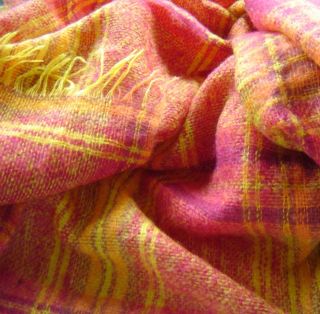 Mohair Wool Blanket Throw 70s Scotland Creagaran Mills Stunning