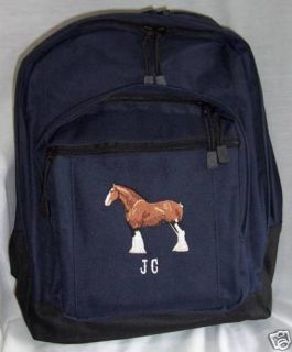 Clydesdale Draft Horse Navy Blue Backpack New Harness