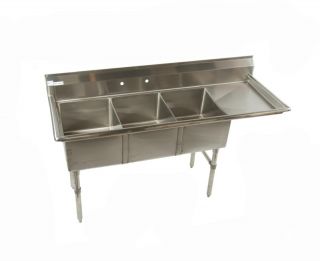 Three Compartment Stainless Sink 24 Drainboard Right
