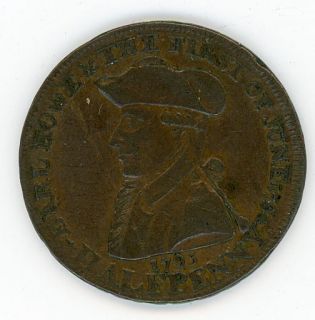 1795 British Half Penny Token Condor Coin Earl Howe 