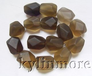 8se08170a 22x25mm smoky topaz faceted nugget b eads 15 5