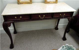 chippendale solid mahogany marble top hall table
