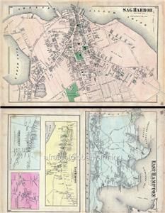 map 1872 long island ny east hampton sag harbor