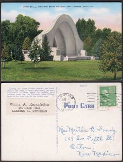 1948 Michigan State College Postcard   East Lansing   Band Shell