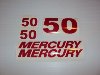  Mercury Red 50 Outboard Boat Decals
