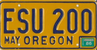  1986 Natural License Plate ESU 200 East Stroudsburg University