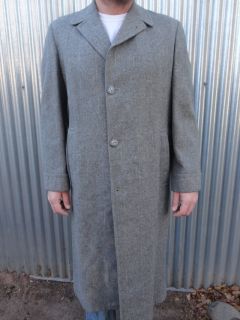  vintage 50s GRAY FLANNEL wool fleck OVER COAT Genuine Duffield L/XL