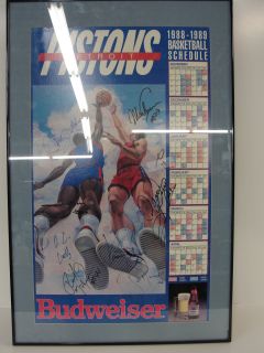  Pistons Autographed Poster Dennis Rodman Joe Dumars John Salley & More