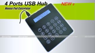 Mouse Pad Calculator with 4 Ports USB Hub Blue Light