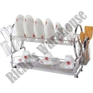 New Double Dish Drying Rack Drainer Dryer with Tray Kitchen Storage