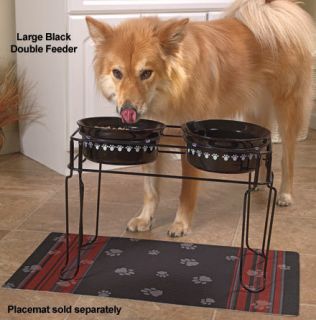 Elevated Dog Feeder Large Double Dish Raised Pet Feeder Red Bowls