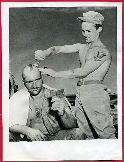1943 PTO Pvt Otto Grosse Giving Sargeant Haircut 8x6
