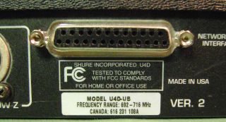 Shure UHF R Dual Channel Wireless Microphone System U4D U1 U2 WL184