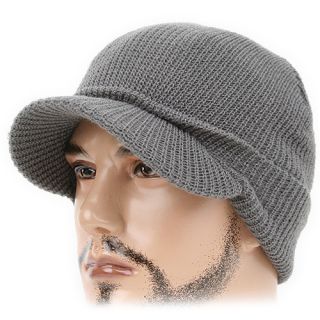 Visor Beanie DOV GRAY E Chullo Skull Knit Russian Cap Hat Ear warmer