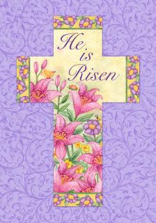 LAVENDER Easter LiLies Cross HE IS RISEN Pink StarGazer 0286 New LARGE