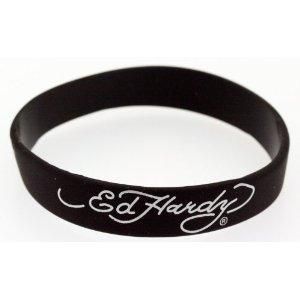 Beautiful Genuine Ed Hardy Black Silicone Wristband Bracelet