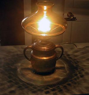 Antique Aesthetic Movement Eastlake Figural Oil Lamp Shade Student 2