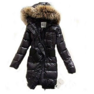 Womens Real Raccoon Fur Down Coat Lady Long Jacket Hood Belt Winter