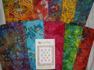 Easy Quilt Kit 10 Fats and 2 Yards of Background Batik Beauties