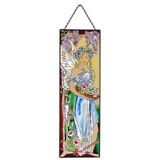 Garden Fairies Hand Painted Art Glass Panels Stained Glass Window