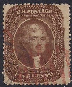 Scott 30A US Stamp 1860 5c Jefferson WA1 3