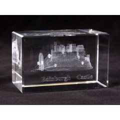 Edinburgh Scottish Castle Laser Cut Glass Paper Weight