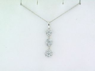 Beautiful Solid 14K White Gold Diamond Pendant Necklace Past, Present
