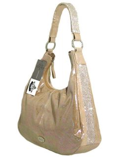 DX Touch Bag Swarovski Leather Champagne Handbag Beige Large Hobo