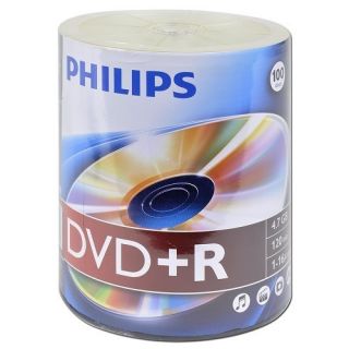 Philips 16x 120 Minute 4 7GB DVD R Blank Media 100 Pieces Spindle