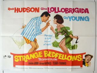 STRANGE BEDFELLOWS (1964) Original Quad Poster   Rock Hudson, Gina