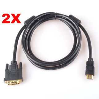 2X 1 8M Black HDMI to DVI Cable for HDTV PC Monitor LCD Digital