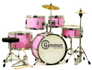 Pink Junior Child 5 Piece Drum Set w Cymbals Stands New Everything
